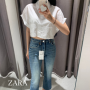 ZARA 자라 여름 크롭 셔츠 부츠컷 청바지 흰청패션 코디