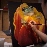 개구리를 좋아하는 분에게 선물하는 개구리 그림, 사실적인 유화 그리기
