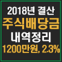 2018년 연간 주식 배당금 결산(1200만원, 2.3%)