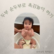 7개월 8개월 아이, 두부 순두부로 집에서 촉감놀이하기(두부 놀이, 두부 먹방 놀이)