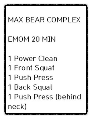 [크로스핏 와드] 베어컴플렉스(Bear Complex) : 파워클린 + 프론트스쿼트 + 푸시프레스 + 백스쿼트 (부상조심 ...