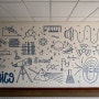 [학교벽화] 중동고등학교 실내 스터디카페 및 실험실 스텐실 벽화 그리기