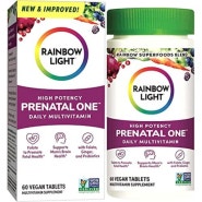 Rainbow Light Prenatal One 데일리 종합영양제, 60정, 비타민 D, B2, B5, 엽산, 칼슘, 아연