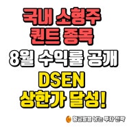 국내 소형주 퀀트 투자 종목 8월 최종 점검