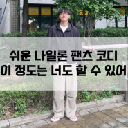 남자 나일론 와이드 팬츠 코디 간절기엔 이렇게만 입어보자