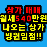 내포신도시 월세 540만원 나오는내포상가매매 내포대방해피리치 병원 우량임차인 입점완료