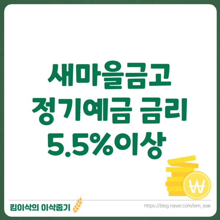 새마을금고 정기예금 이자 높은 금고 금리 5.5% 이상만 모아봄(안전성까지) : 네이버 블로그