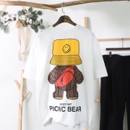 커플 반팔티 추천 귀여운 곰돌이 프린팅 티셔츠