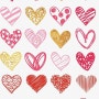 핑크 레드하트 컬러하트 도안 아이콘 이미지자료 Heart-shaped collection