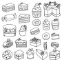 카페 케잌 디저트 도안 스케치 아이콘 컬러링 이미지자료 Cafe cake dessert design sketch icon image material