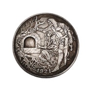 1921 미국 호보 동전 남자와여자 기념주화 황동 실버 도금 공예 홈인테리어 수집