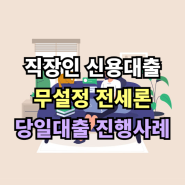 직장인 신용대출 무설정 전세론 당일 송금 진행사례