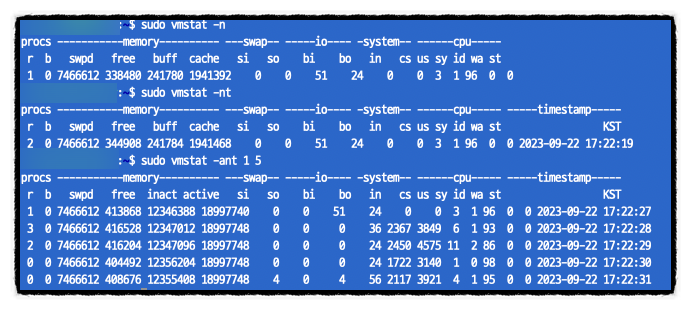 리눅스(linux) vmstat 사용법 : 네이버 블로그
