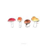 한국화 일러스트/가을 버섯, 도토리