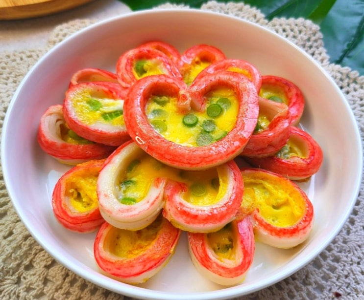 하트맛살전 만들기 맛살 하트전 만드는법 게맛살계란전 레시피 맛살계란부침 명절 전종류 전요리 : 네이버 블로그