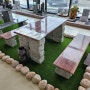 우드스톤 자연석 테이블 정원 테이블 상판 의자 신제품 나무 느낌의 테이블 세트