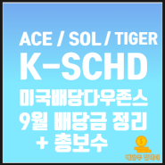 K-SCHD ACE / SOL / TIGER 미국배당다우존스 ETF 배당금 / 총보수 정리~~