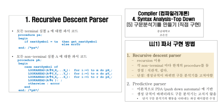 RECURSIVE DESCENT PARSER 실습 : 네이버 블로그