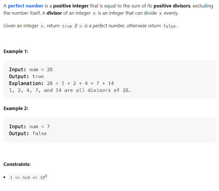 JAVA_Perfect Number_LeetCode 507 : 네이버 블로그
