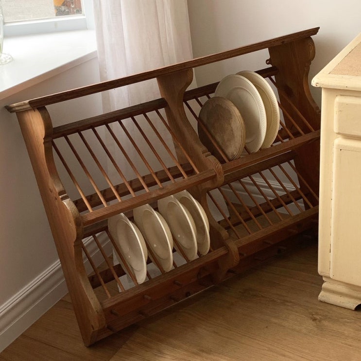 [sold out] Antique old penny wooden plate rack (large) / 앤티크 빈티지 올드 페니 ...
