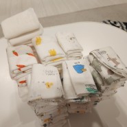 [출산준비] 아기손수건 첫 세탁방법 & 개는법 (+삼성그랑데,다이소실리카겔)
