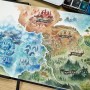 [판타지 지도 그리기] 하네뮬레 워터칼라북 + 수채화와 색연필