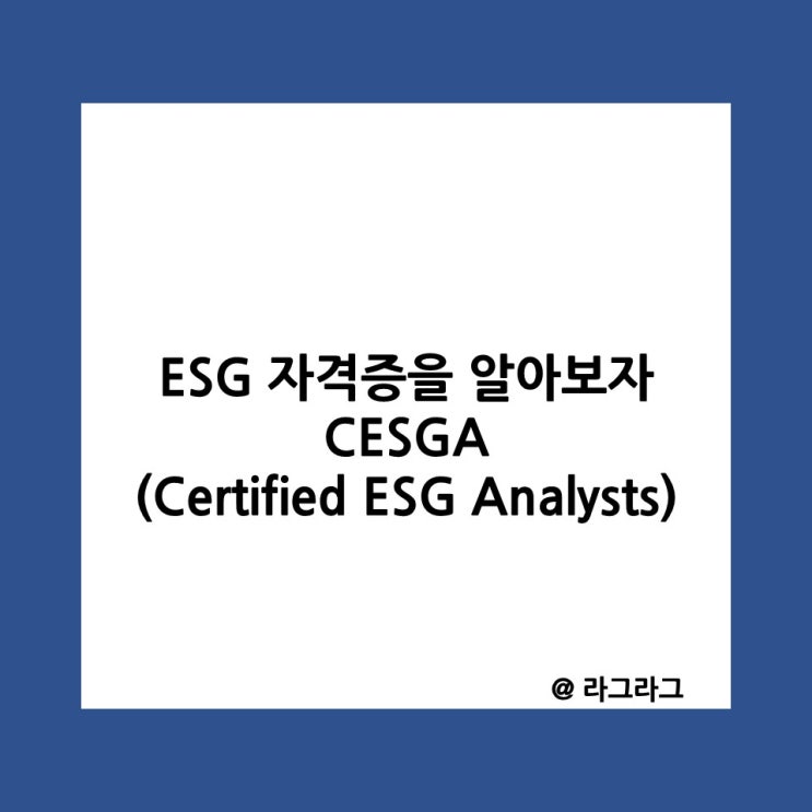 ESG 자격증 추천? : CESGA(Certified ESG Analysts) : 네이버 블로그