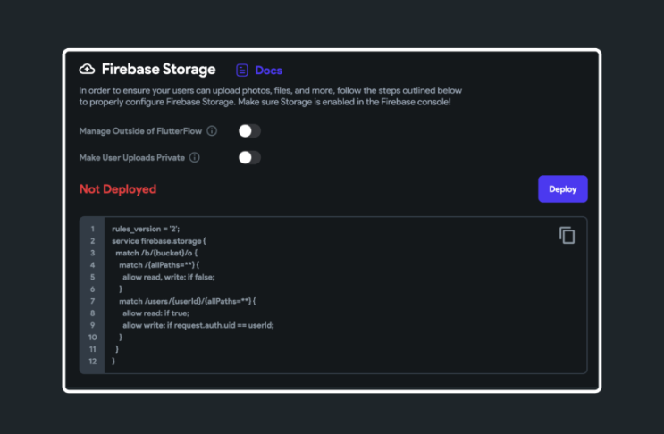 [ 코드없이 개발하기 FlutterFlow ] 167#.데이터&백엔드 기능 (Firestore DB - Storage Rules ...