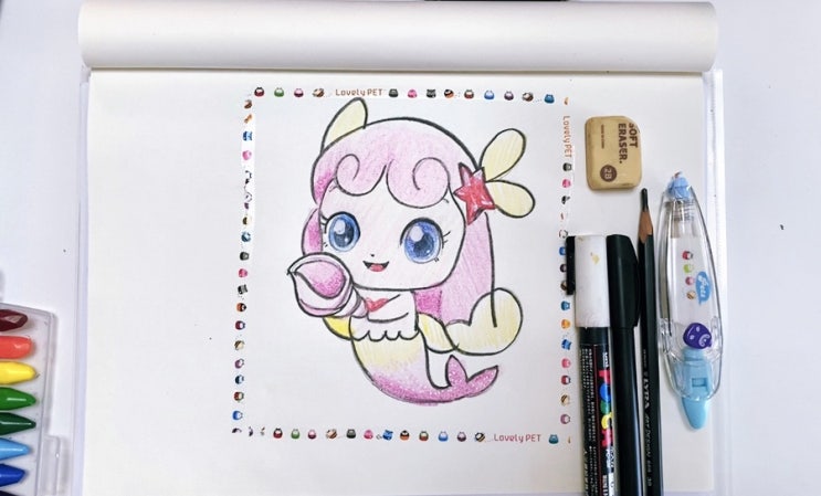 알쏭달쏭 캐치티니핑 ‘퐁당핑’ 그림 그리기! 다이소 크레용으로 쉽게 그리는 방법 : 네이버 블로그