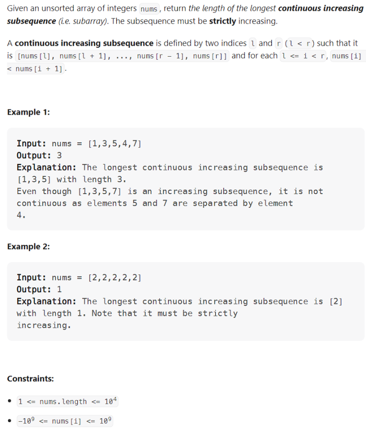 JAVA_Longest Continuous Increasing Subsequence_LeetCode 674 : 네이버 블로그