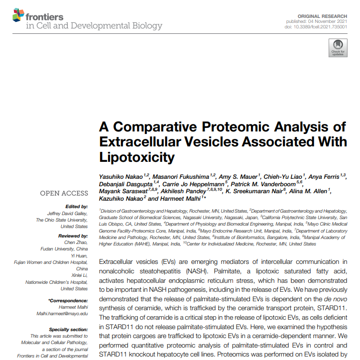 [논문 초록 읽기] A Comparative Proteomic Analysis of Extracellular Vesicles ...