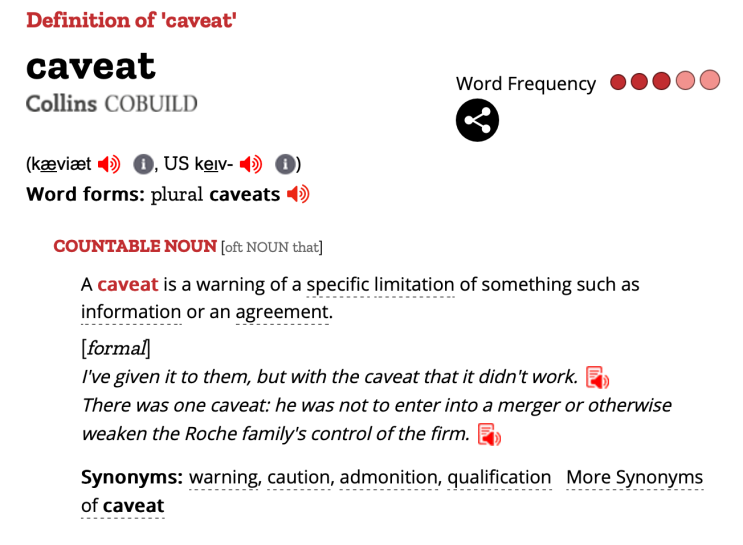 [유시찬영어] 생소한 단어, caveat 의 뜻을 알아보아요 | 영어단어 : 네이버 블로그