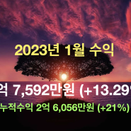 [2023년 1월 수익] 올랐다! +1억 7,592만원(+13.29%)