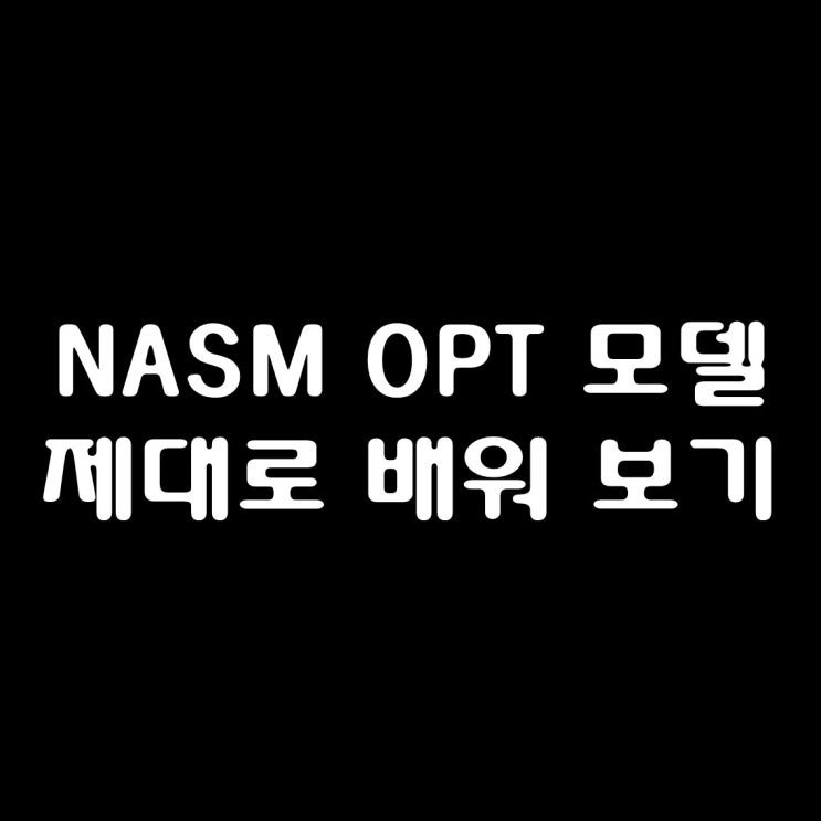 퍼스널트레이닝 NASM OPT 모델 제대로 알기 : 네이버 블로그