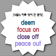 넷플릭스 영어 공부 (영화 어쩌다 로맨스) deem(여기다), focus on(중점을 두다), close off(단절하다, 차단하다), peace out(안녕)