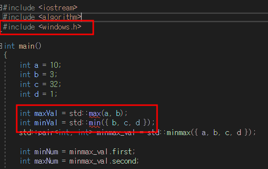 [C++] min, max, min_element, max_element 사용법 총정리 최대값 최소값 array vector ...