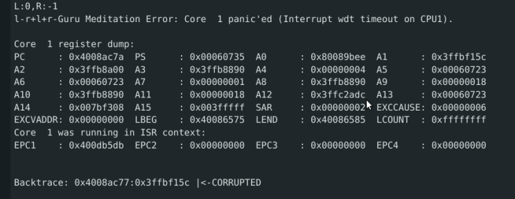 ESP32, Core 1 panic'ed (Interrupt wdt timeout on CPU1) : 네이버 블로그