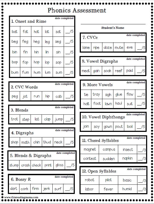 파주 운정 학원 린다영어(아이들이 행복한 학원)- Phonics Assessment Test Sheets: 파닉스 마지막 최종 ...