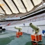 뜨거운 여름 날씨에, 월드컵 경기장에서 운동장 열을 식히는 방법 잔디 쿨링 팬 - Cooling Fan