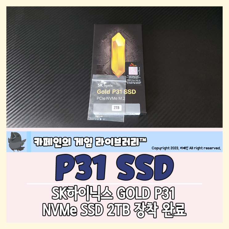 SK하이닉스 GOLD P31 NVMe SSD 2TB 장착 완료 : 네이버 블로그