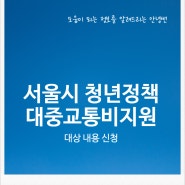서울시 청년대중교통비 10만원 지원 대상 내용 신청