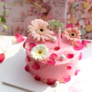 의정부 생화 케이크 - 핑크빛 무드 사랑스러운 케이크 by eesocake