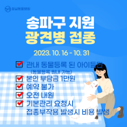 [잠실동물병원] 2023년 추계 송파구 광견병 접종기간 안내