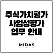 주식가치평가 사업성평가 서비스(인천 송도 서울 경기)