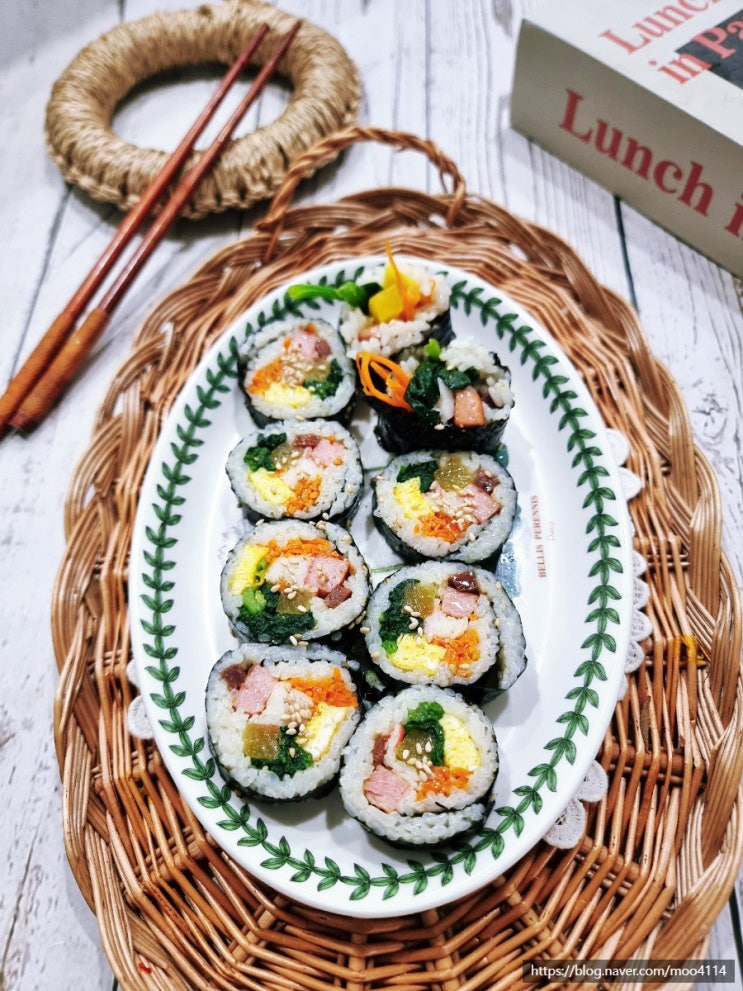 김밥 맛있게 싸는법 만들기 재료 스팸김밥 집김밥 말기 : 네이버 블로그