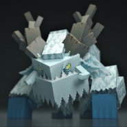 [마인크래프트 마우지 몹 모드] (Minecraft Mowzie's Mobs) 프로스트모 (Frostmaw) 종이모형 (33탄)