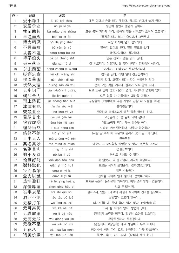 HSK 6급 쓰기 공부방법(+사자성어 55개 정리) : 네이버 블로그