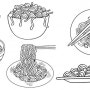 면요리 음식 일러스트 스케치 밑그림 도안 컬러링 미술자료 Noodle Dish Illustration