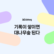 [20.Blog] 기록이 쌓이면 대나무숲 된다