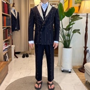 First fitting in SEOUL ( Fresco navy / bespoke 3 piece doublebreasted suit )